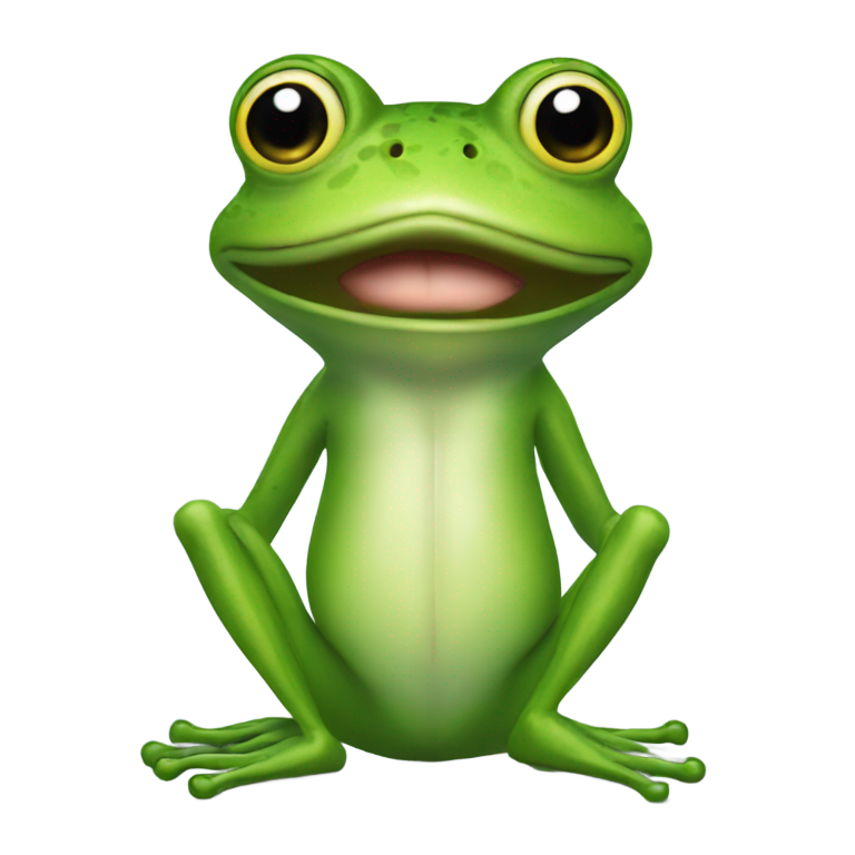 genmoji: A frog with the body of a car tire and human legs