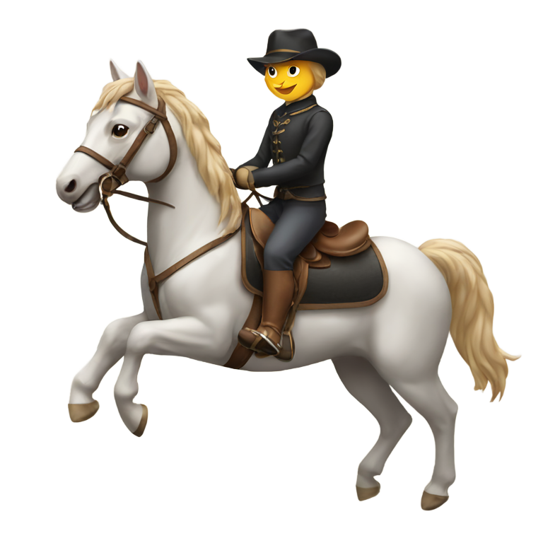 genmoji: a cat riding a horse