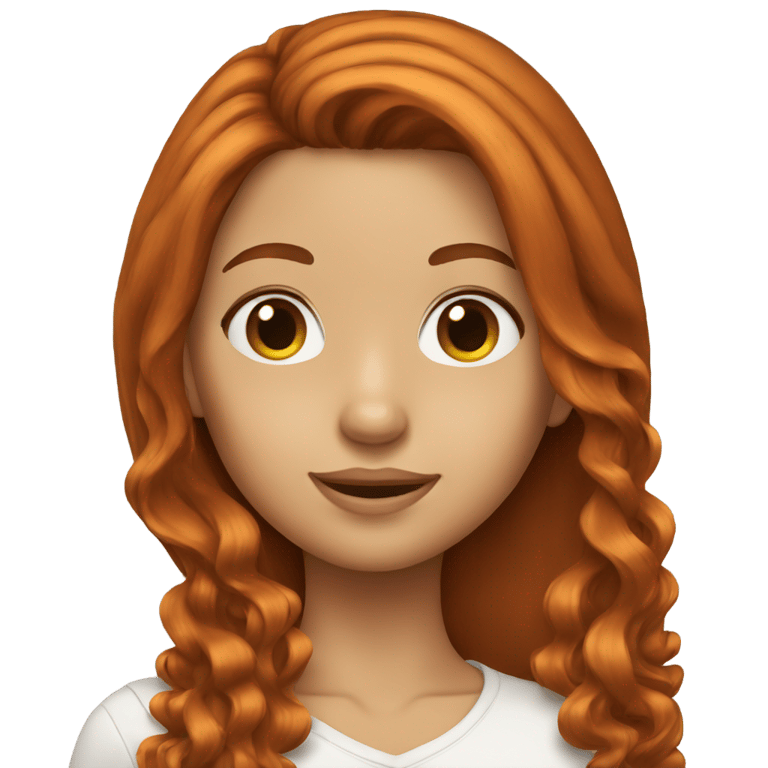 genmoji : Fille avec des cheveux auburn longs et lissés