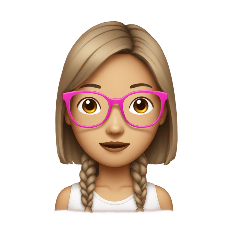 絵文字：tan asian girl with pink glasses