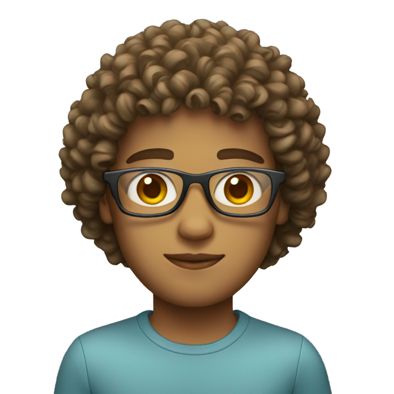 genmoji：人类，卷发，戴眼镜，科技
