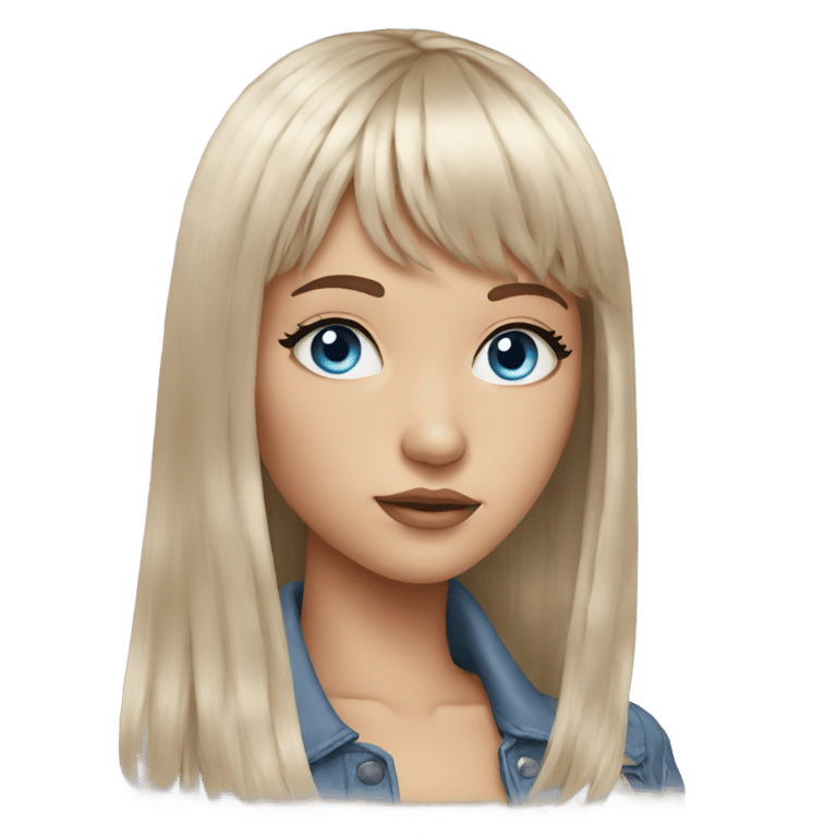 絵文字：Cool girl blue eyes bangs long hair