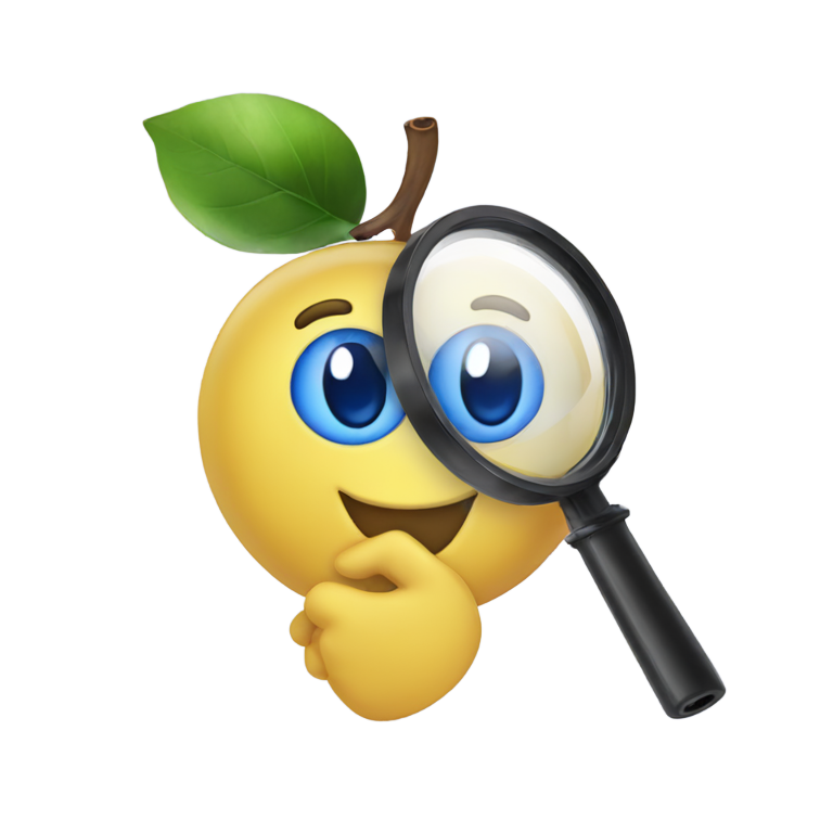 genmoji：微笑的蓝莓拿着放大镜