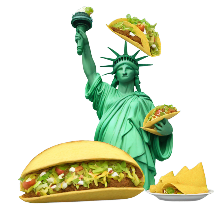 genmoji : Statue de la Liberté mangeant des tacos