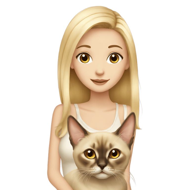 genmoji : blonde girl with a siamese cat