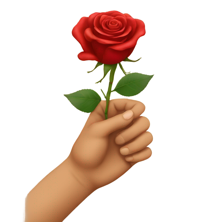genmoji: tan brown hand holding red rose
