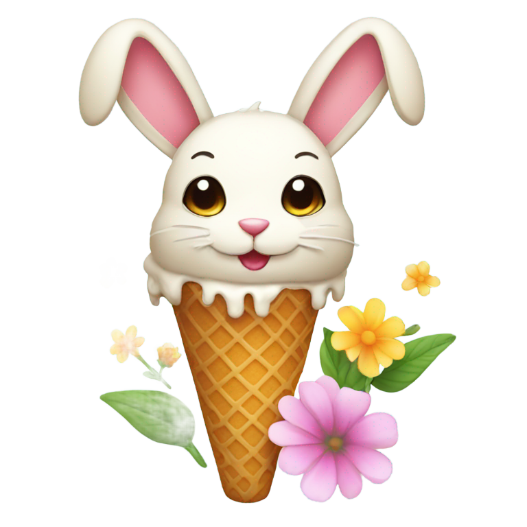 絵文字：アイスクリーム、花、ウサギ