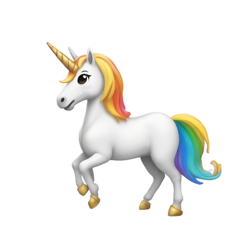 genmoji : Un licorne dansant sur un arc-en-ciel
