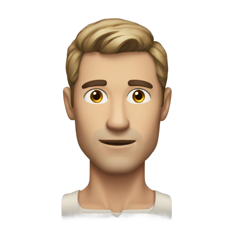 genmoji: man with sharp jawline and touching jawline with pointer finger