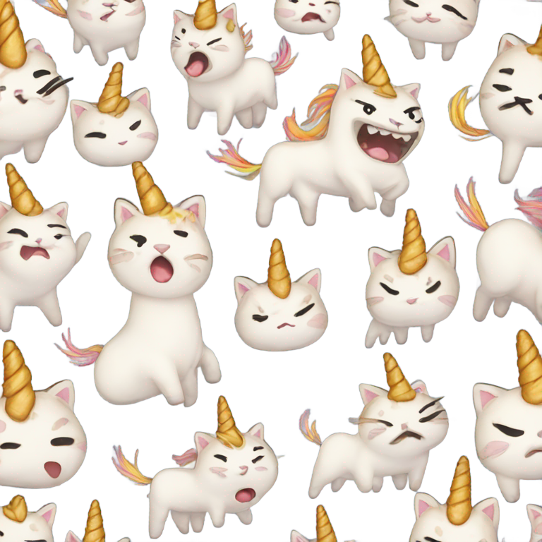 genmoji：愤怒的粪便独角兽与臭猫战斗