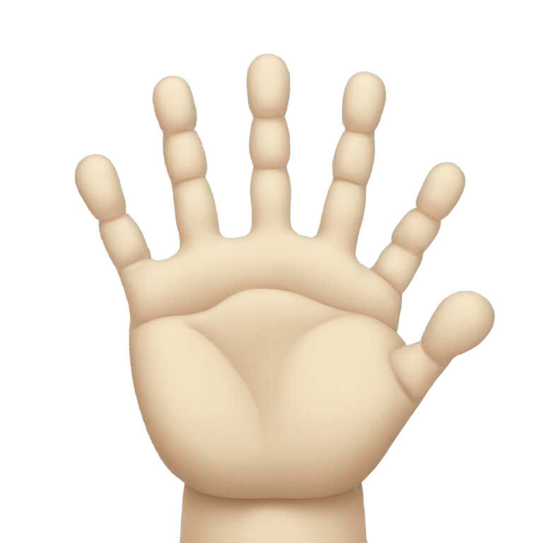 genmoji: A 5 fingers-hand wrapped around phalic looking figure imitating a self pleasuring act