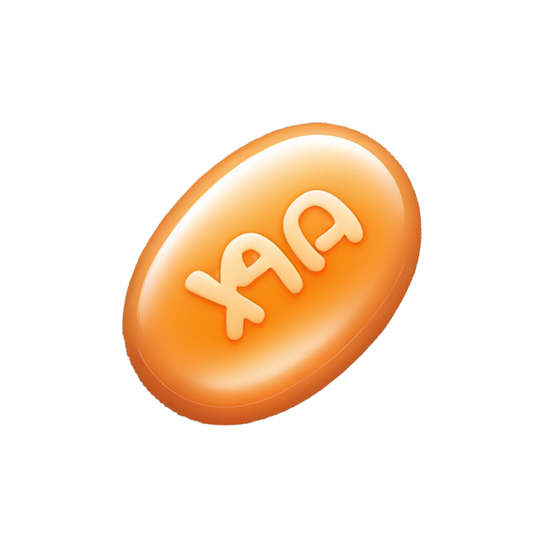 genmoji : Pilule ovale de couleur orange clair avec l'inscription "xanax"