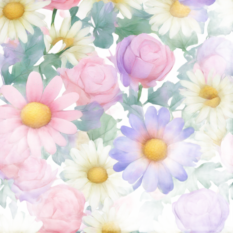 絵文字：pastel watercolor flower seamless pattern”