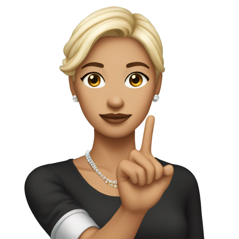 genmoji: Create woman hand with light skin, pointing down like 👇🏻, sleeves should be Tiffany colour