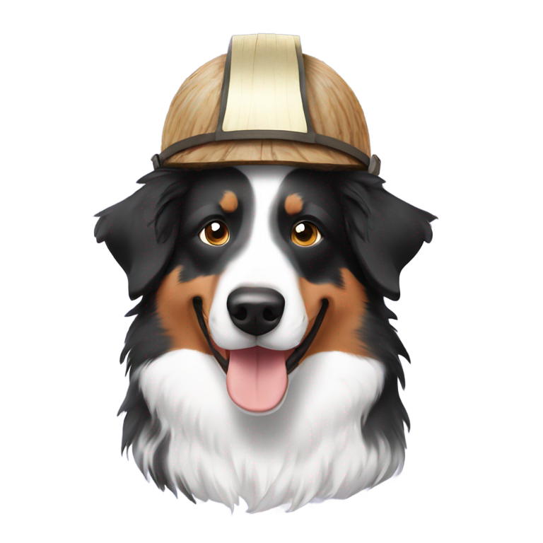 genmoji : Berger australien avec casque en noix de coco