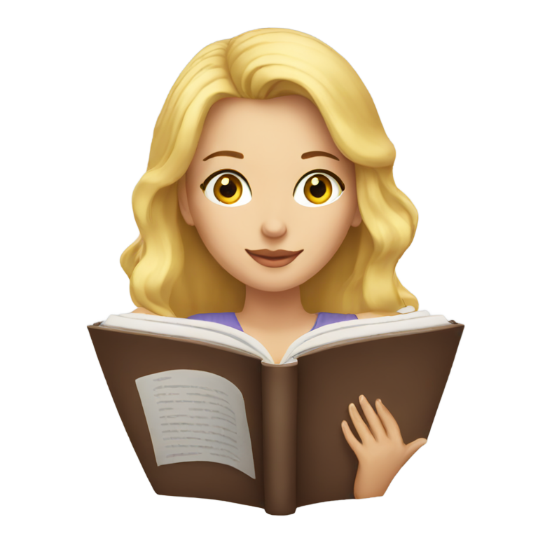 絵文字：金髪の美女が本を読んでいる