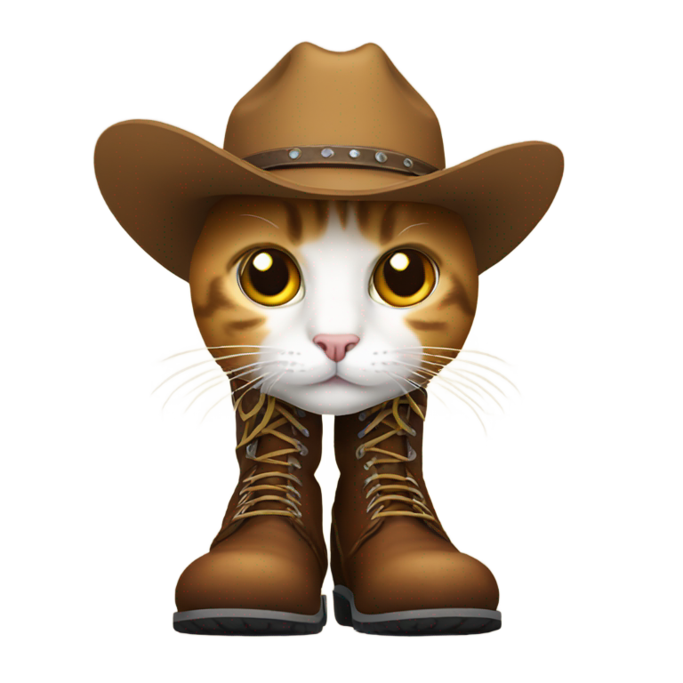 genmoji：戴牛仔帽和穿牛仔靴的猫