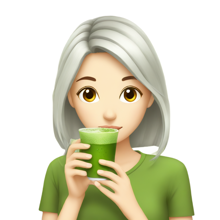 絵文字：女の子が抹茶を飲む