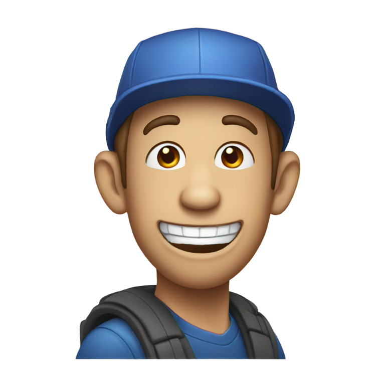 genmoji: JCreate a white man wearing a monkey hat with a big gap in his teeth