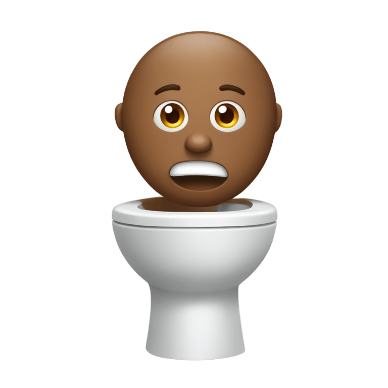 genmoji : Tête brune, maigre et laide sortant des toilettes