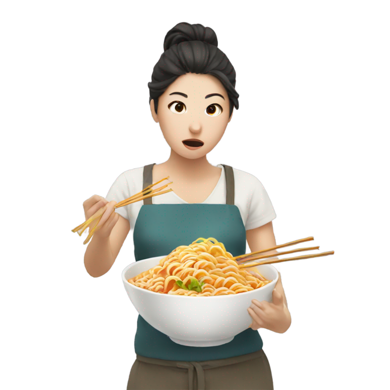 genmoji : Femmes volant des ramens
