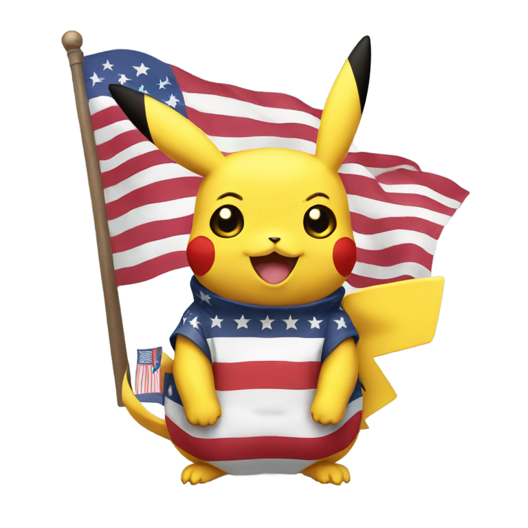 genmoji: Pikachu with a USA flag branding