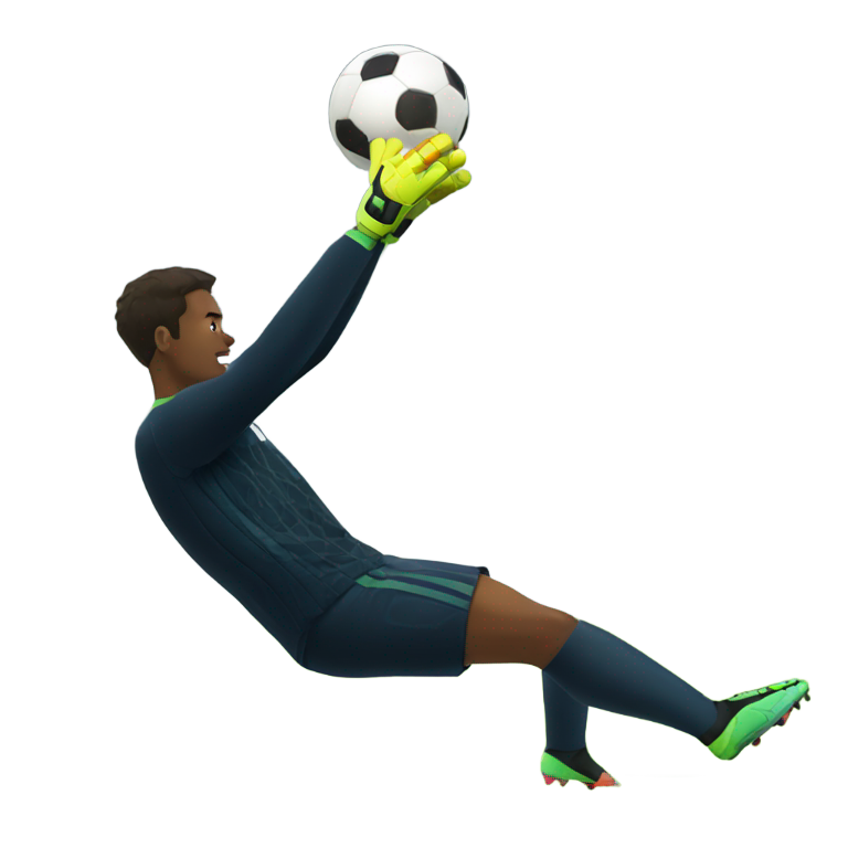 genmoji: A soccer goalkeeper blocking a soccer ball