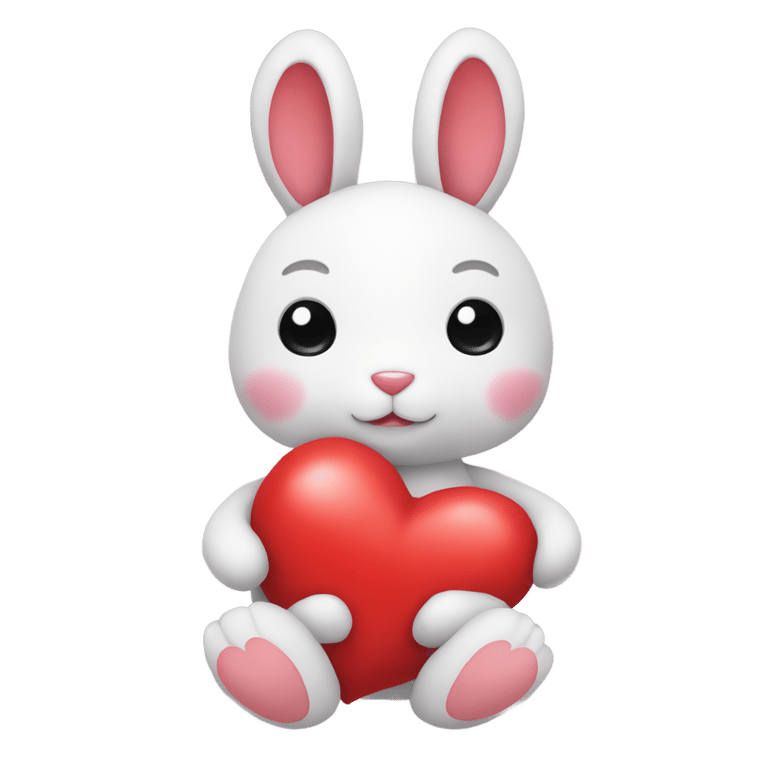 genmoji：可爱的小兔子抱着几个红心