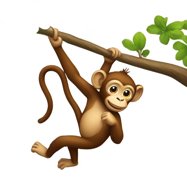 genmoji: Monkey swinging from a tree