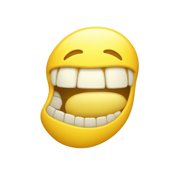 genmoji: Yellow Smiling emoji with yellow bone sticking out mouth