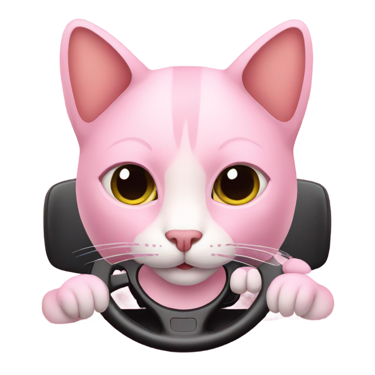 genmoji : Pink cat driver