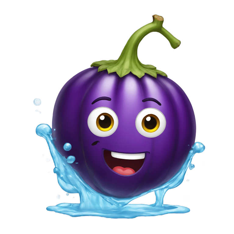 genmoji：茄子喷水