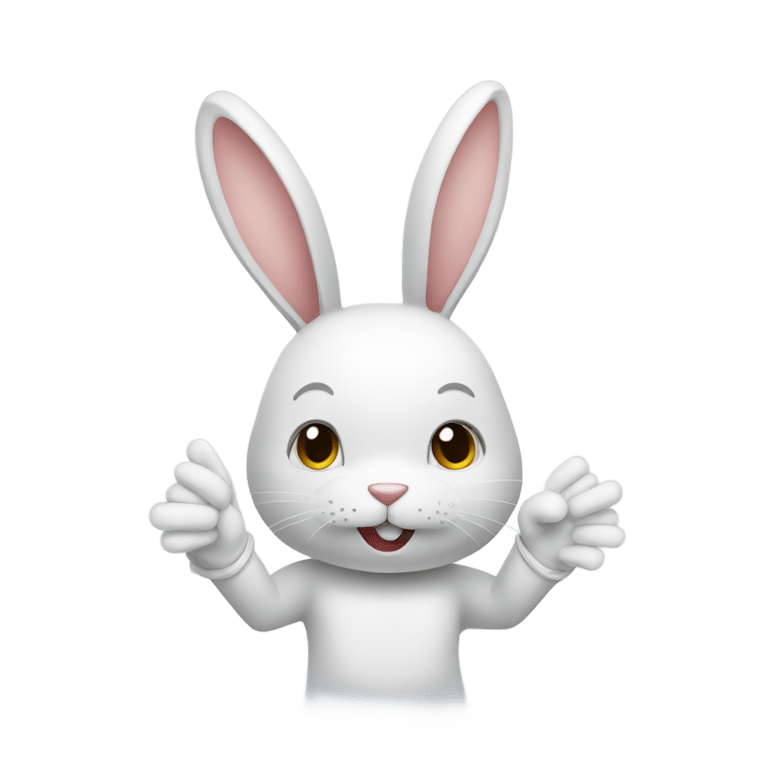 genmoji：一只戴白手套的兔子