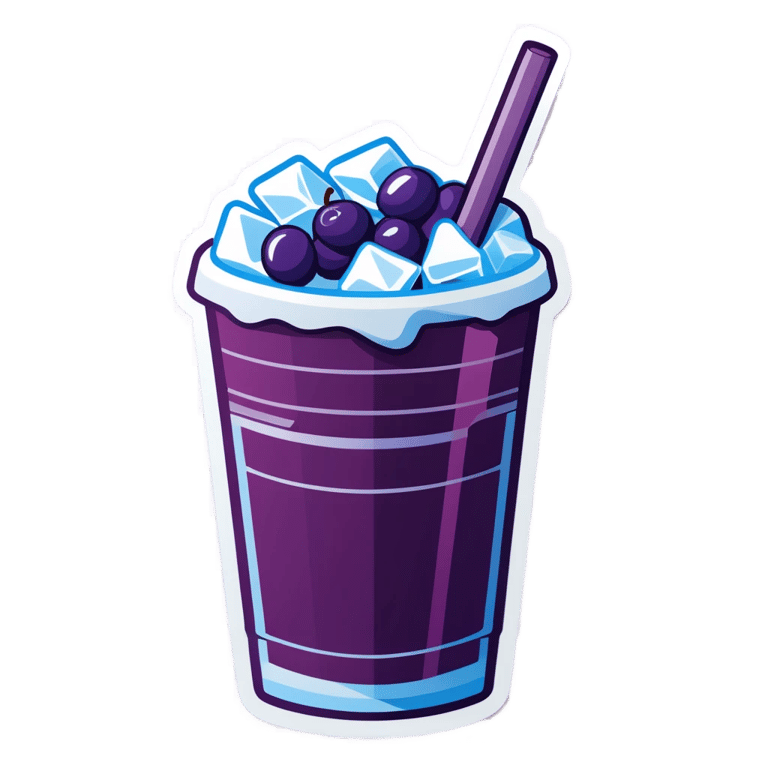 genmoji : Polystyrène rempli de soda au raisin et de glaçons