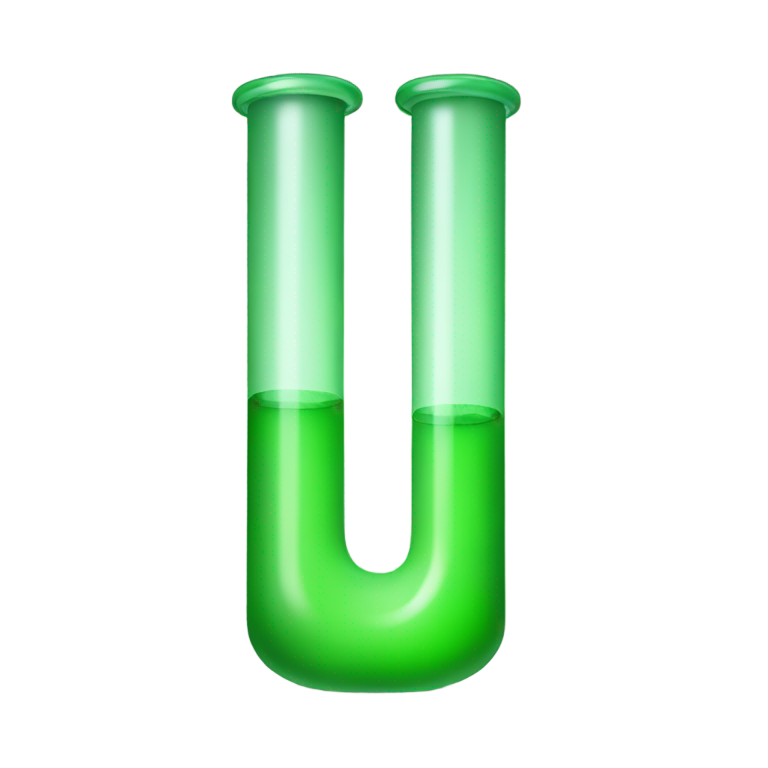 絵文字：シンプルな単一の緑の試験管、Apple iOS絵文字スタイル、3D丸みを帯びたソフトシェーディング