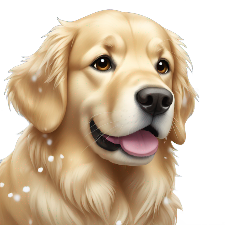 genmoji：金毛犬身上的雪花飘落