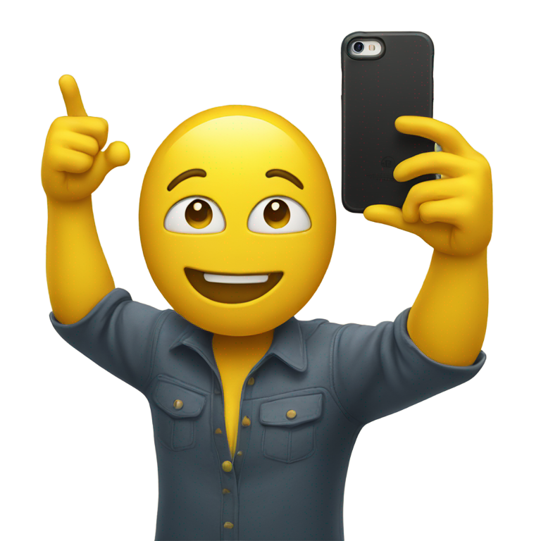genmoji : Visage jaune prenant un selfie avec les bras tendus