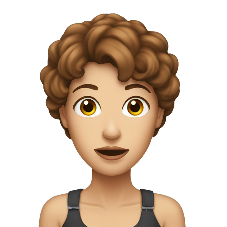genmoji : Une femme aux cheveux bruns faisant une fellation.