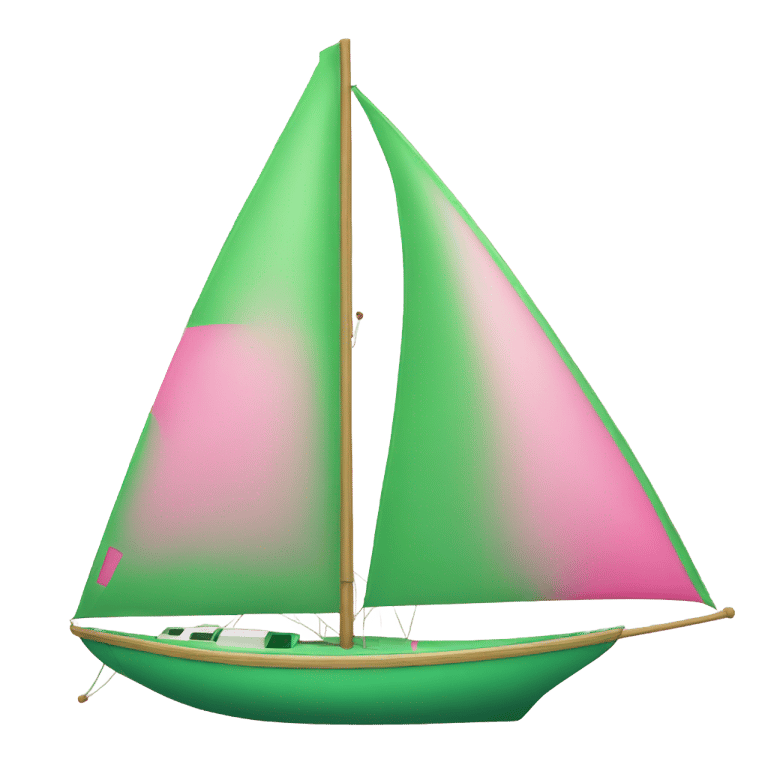 genmoji : Bateau à voile vert et rose