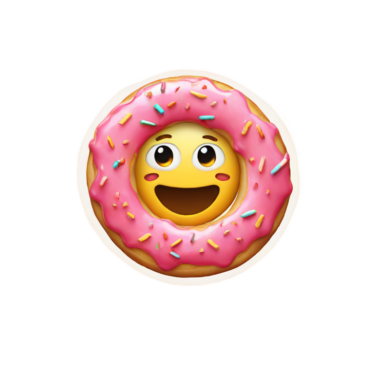 genmoji：a face with a halo, but instead of a halo he has a donut above his head