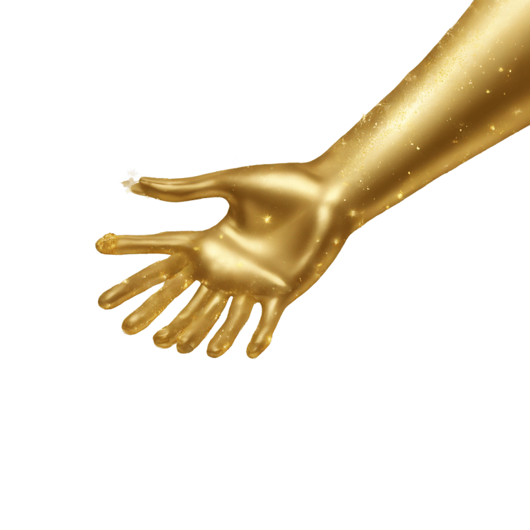 genmoji: A cascade of magical golden glitter falling on two hands
