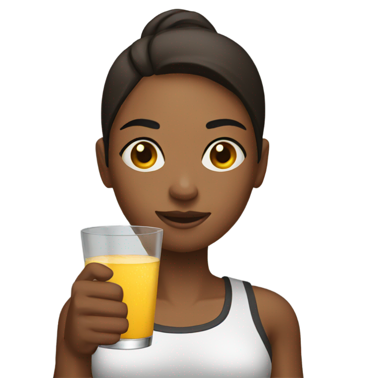 genmoji: Female boxer holding a drink