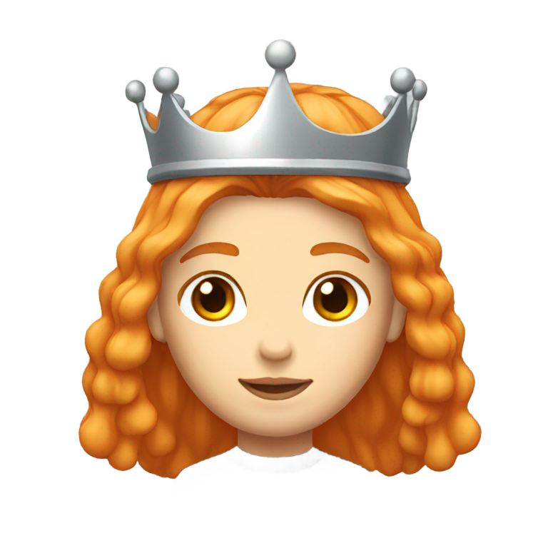 genmoji : Cheveux orange, peau claire, cheveux longs et raides avec couronne