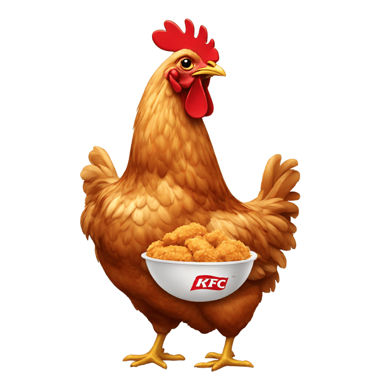 genmoji : a chicken eating kfc