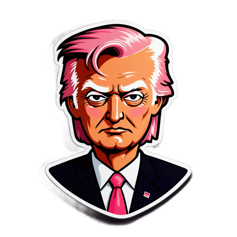 genmoji：唐纳德·特朗普，铂金粉红色头发，带有Edeka标签
