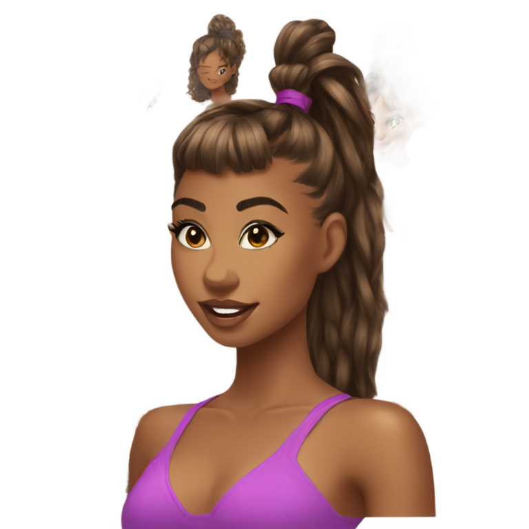 genmoji：棕色皮肤的高马尾女生带刘海