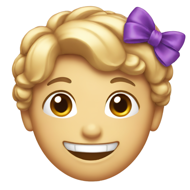 genmoji：头上戴紫色蝴蝶结的笑脸
