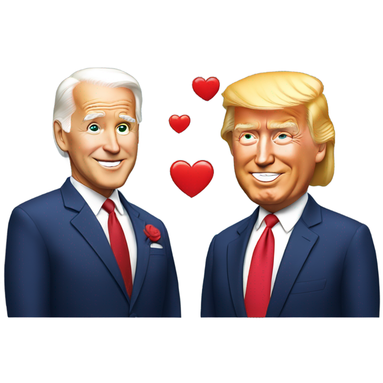 絵文字：ドナルド・トランプとジョー・バイデン、愛し合う
