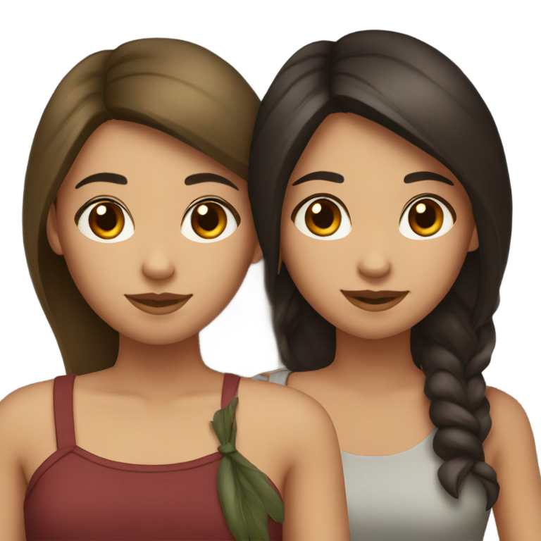 genmoji：仅限三位朋友，全部为女生：一位有深棕色头发和橄榄色肤 tono，一位有深红棕色头发和棕褐色肤色，另一位有黑色头发和浅棕色肤色。