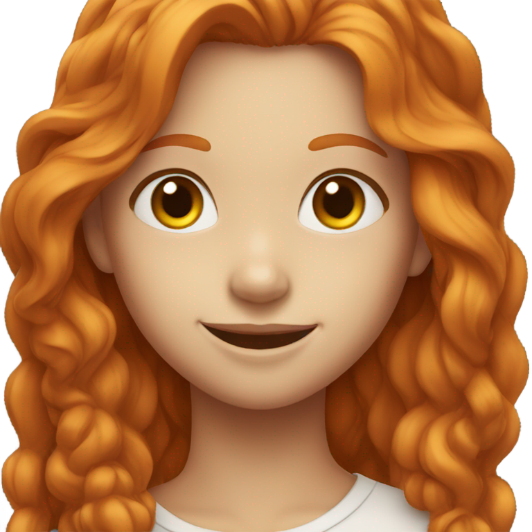 genmoji : Fille rousse aux yeux marron souriante